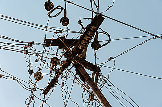 混乱,排列,电缆,泰米尔纳德邦,印度,亚洲