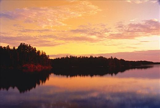 日落,上方,湖,省立公园,安大略省,加拿大