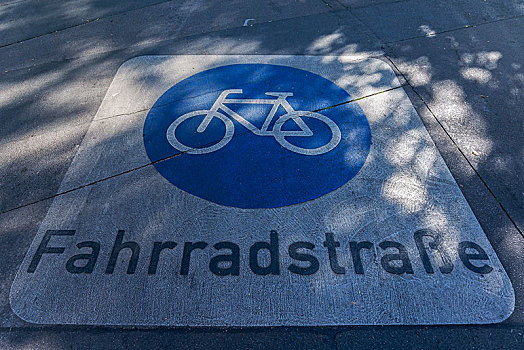 标识,沥青,自行车,道路,柏林,德国,欧洲