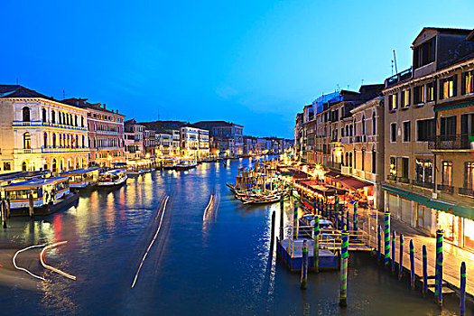 小船,运河,黄昏,大运河,威尼斯,威尼托,意大利