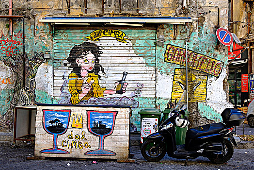 涂鸦,酒吧,地区,广场,巴勒莫,西西里,意大利,欧洲