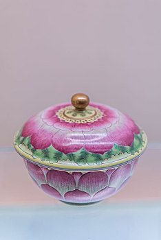 上海博物馆的清道光景德镇窑粉彩莲花纹盖碗