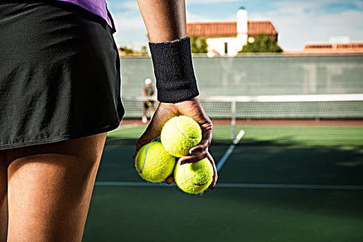 女性,运动员,网球场,特写