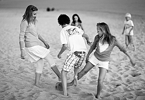 青少年,玩,足球,海滩,纳克索斯岛,希腊