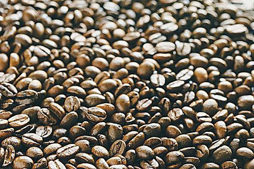 特写,咖啡豆,模糊背景,聚焦,正面,背景