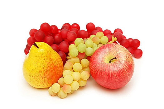 桃,苹果,葡萄,隔绝,白色背景