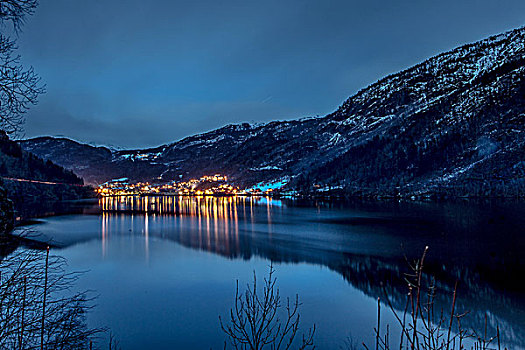 建筑,光亮,夜晚,挪威