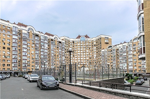 基辅,乌克兰,八月,现代建筑,地区,靠近,河