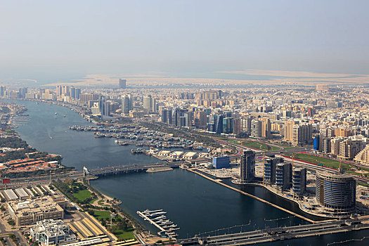 迪拜,溪流,河,俯视,航拍