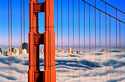 线缆,吊桥,城市,背景,金门大桥,旧金山,加利福尼亚,美国