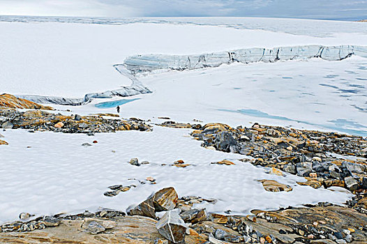 色彩,石头,建筑,远足者,冰河,半岛,东方,格陵兰