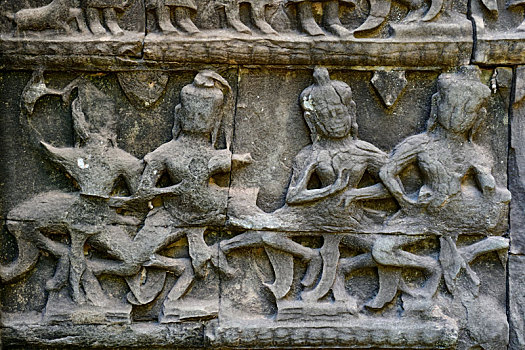 柬埔寨吴哥古城塔普伦寺精美的浮雕