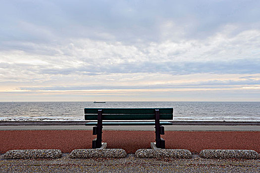 长椅,堤岸,北海,荷兰