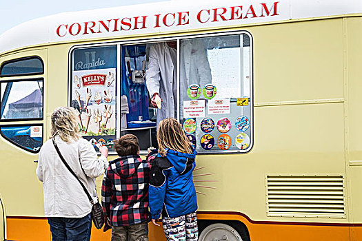 孩子,冰淇淋,货车