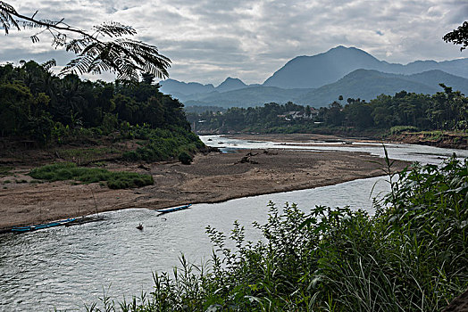 俯视图,湄公河,琅勃拉邦,老挝