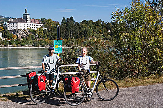 骑车,多瑙河,奥地利
