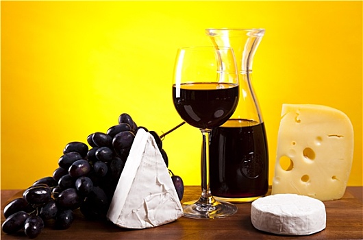 葡萄酒,奶酪,静物