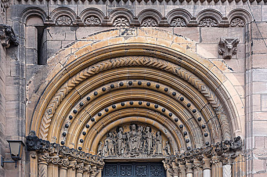 门楣,班贝格,大教堂,上弗兰科尼亚,巴伐利亚,德国,欧洲