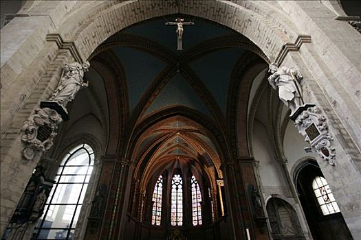 内景,15世纪,迟,哥特式建筑,圣母院,大教堂,布鲁塞尔,比利时,欧洲