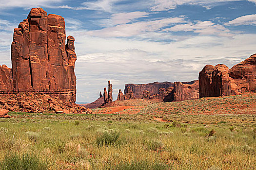 岩石构造,方山,图腾,水池,雷鸟,右边,纪念碑谷纳瓦霍部落公园,亚利桑那,美国,北美