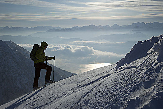 滑雪,旅游,巴伐利亚阿尔卑斯山,德国