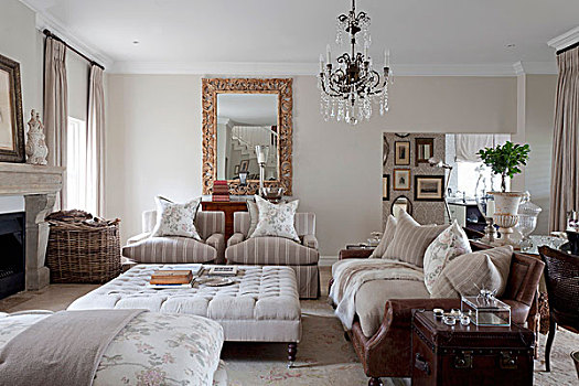 优雅,沙发,土耳其,传统,客厅,吊灯,镜子