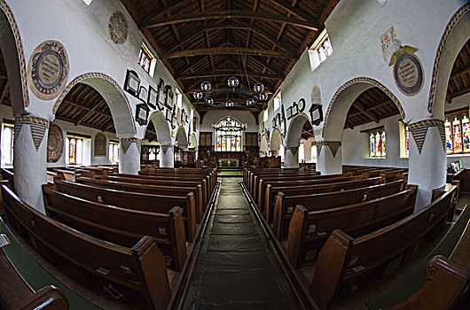 室内,教堂,中心,过道,木质,教堂长椅,坎布里亚,英格兰