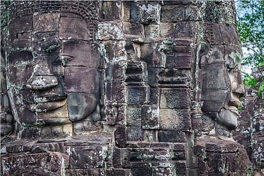 脸,古老,巴扬寺,吴哥窟,收获,柬埔寨