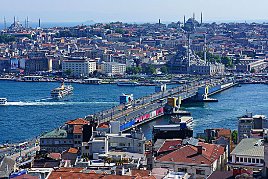 上方,城市,加拉达塔,桥,博斯普鲁斯海峡,伊斯坦布尔,土耳其