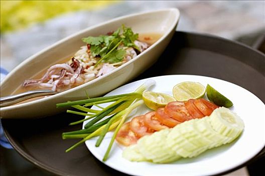 墨鱼,蔬菜配菜,泰国
