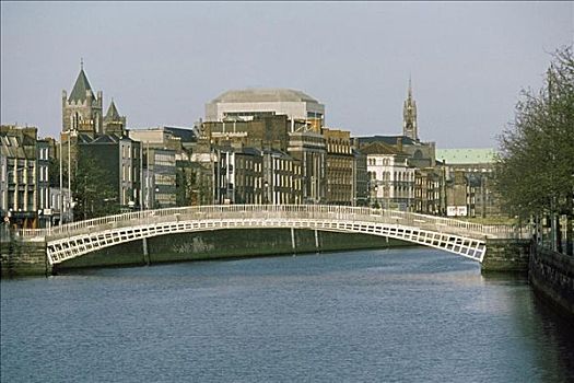 桥,上方,河,利菲河,都柏林,爱尔兰
