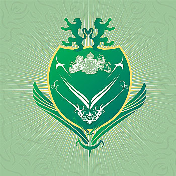 装饰,绿色,盾徽,图案,背景
