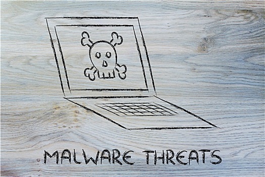 威胁,网络安全,头骨,电脑