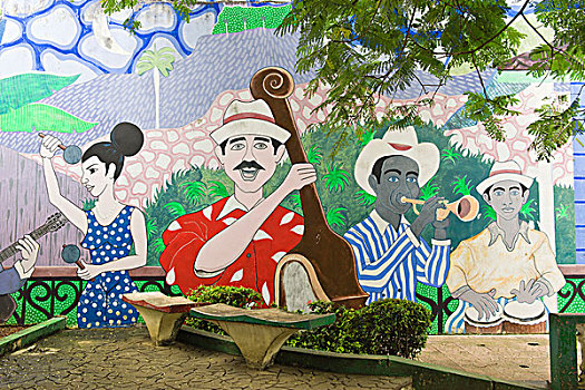音乐,壁画,巴拉科阿,关塔那摩,省,古巴