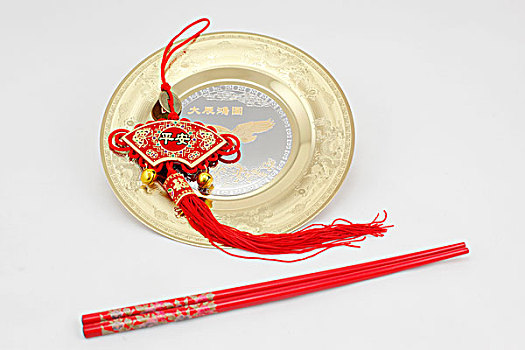 盘子,中国结,筷子