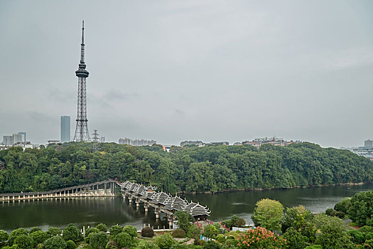 长沙烈士公园夏季雨后风景