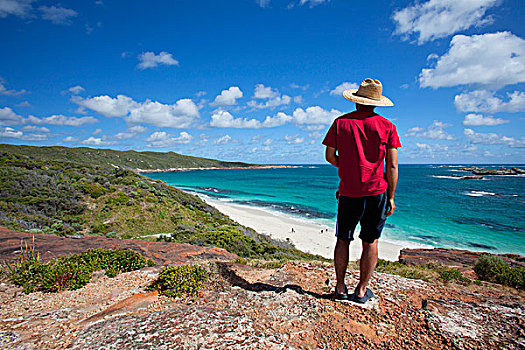 一个,男人,上方,白沙滩,舒适,角,西澳大利亚,澳大利亚