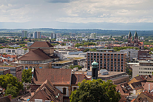 风景,城市,塔,布赖施高,巴登符腾堡,德国,欧洲