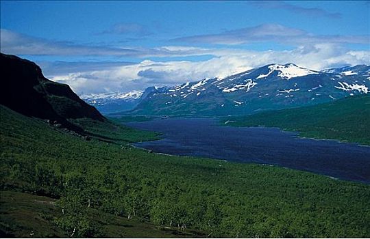 湖,山峦,国家公园,拉普兰,瑞典,斯堪的纳维亚,欧洲