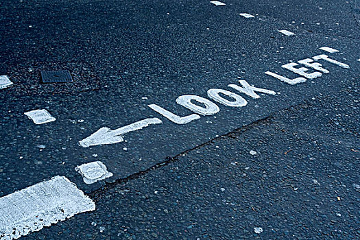 道路,标记,看,左边,伦敦,英格兰,英国,欧洲