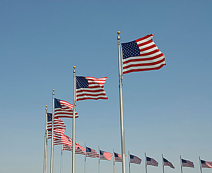 华盛顿特区,美国,美国国旗,华盛顿纪念碑