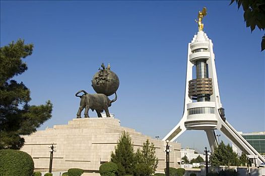 拱形,纪念建筑,地震,阿什喀巴得,土库曼斯坦
