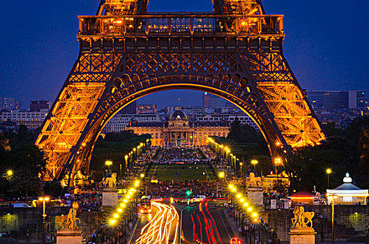 埃菲尔铁塔,黄昏,托泰德豪,广场,巴黎,法国