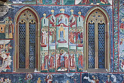罗马尼亚,布科维纳,区域,寺院,16世纪,户外,宗教,壁画