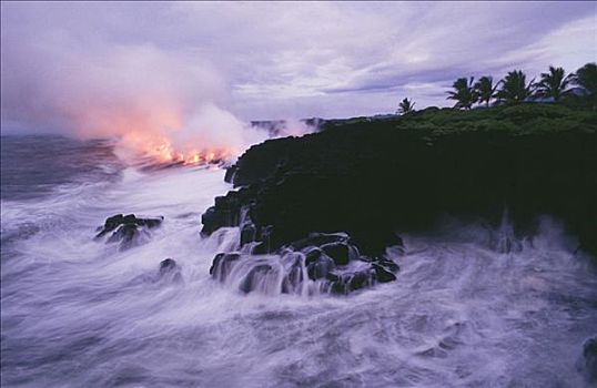 火山岩,流动,火山,基拉韦厄火山,卡拉帕那,夏威夷,美国