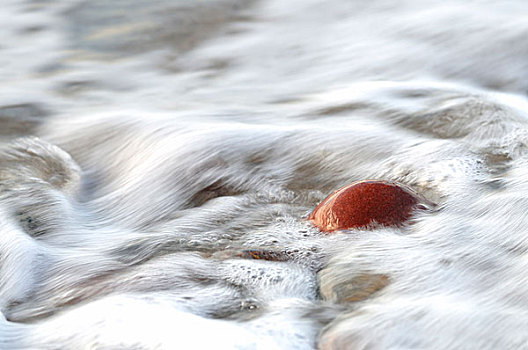 水,洗,红色,石头,海滩