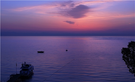一瞬,日出,上方,海湾地区,安塔利亚,地中海,土耳其