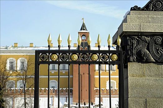 黑色,铁门,花园,靠近,克里姆林宫,墙,莫斯科,俄罗斯