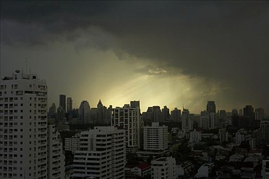 风暴,上方,中心,曼谷