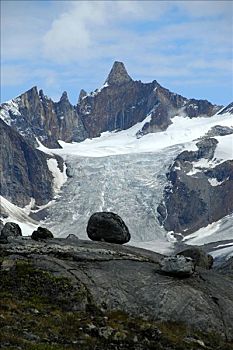 针状物,山顶,冰河